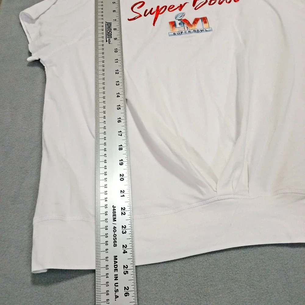 MSX By‎ Michael Strahan Womens Size L Short Sleeve Shirt White Super Bowl LVI